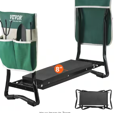 Photo 1 of Folding Garden Kneeler and Seat, 330 lbs. Load Capacity, 8 in. EVA Wide Pad, Portable Garden Stool, Tool Bag