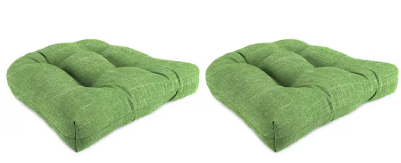 Photo 1 of 18 in. L x 18 in. W x 4 in. H Palm Green Square Tufted Outdoor Seat Cushions in Tory (2-Pack)