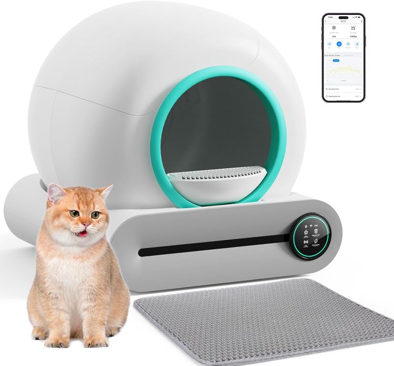 Photo 1 of  Self Cleaning Cat Litter Box, Automatic Cat Litter Box with Mat & Liners, 65L+9L Large Capacity Self Cleaning Litter Box, APP Control/Suitable...