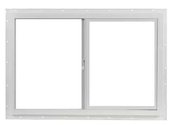 Photo 1 of 35.5 in. x 23.5 in. Utility Left-Hand Single Slider Vinyl Window Dual Pane Insulated Glass, and Screen - White