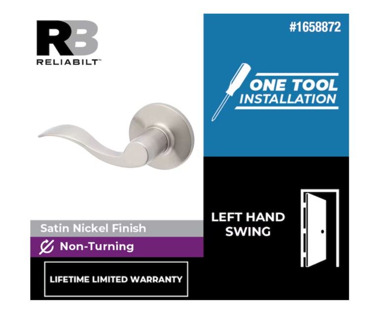 Photo 3 of RELIABILT Olivia Satin Nickel Left-Handed Interior/Exterior Dummy Door Handle *6 Pack*