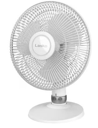 Photo 1 of 12 in. Oscillating 3-Speed White Performance Table Fan with Tilt-Fan Head