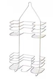 Photo 1 of  Nickel Steel 2-Shelf Hanging Shower Caddy 12.75-in x 4.5-in x 25-in


