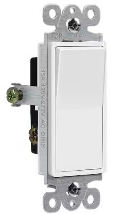 Photo 1 of 15 Amp Single Pole Illuminated Decorator Paddle Rocker Light Switch, White (3-Pack)