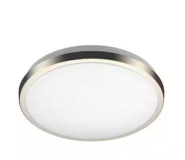 Photo 1 of 10 in. Modern Ring Brushed Nickel LED Flush Mount Ceiling Light Fixture 3000K Soft White For Kitchen or Bedroom