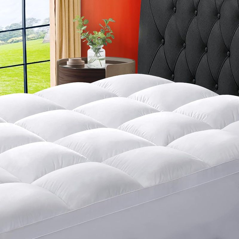 Photo 1 of EST Mattress Topper QUEEN , Extra Thick Mattress Topper Overfilled with 1300 GSM Down Alternative, 100% Cotton Cooling Soft Quilted Plush Pillow Top Mattress Pad 8-24" Deep Pocket