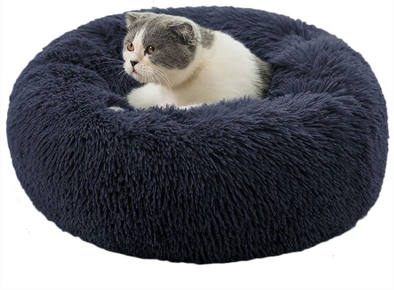 Photo 1 of 4.4 4.4 out of 5 stars 9,967
Dog Bed Calming Cat and Dog Beds, 20 inches Navy Cat Bed, Black/Pink/Beige Puppy Bed,Original Calming Donut Cat and Dog Bed in Shag Fur– Machine Washable, Anti Slip Waterproof Bottom