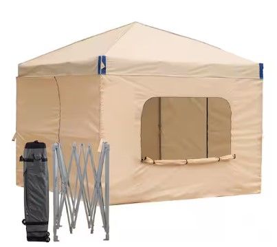 Photo 1 of 12 ft. x 12 ft. Pop Up Canopy Tent with Removable Sidewall,with Roller Bag-Brown