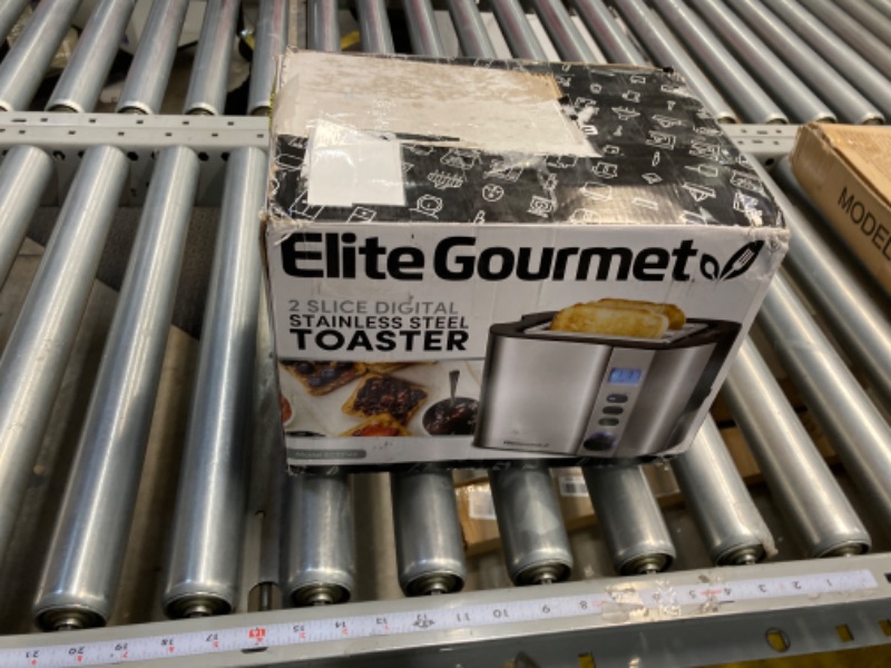 Photo 1 of Elite Gourmet ECT2145 Extra Wide Slot 2-Slice Toaster, Bagel Function Reheat, Defrost, & Cancel Functions, 6 Toast Settings, Built-in Warming Rack, Countdown Timer, Stainless Steel 2 Slice Stainless Steel
