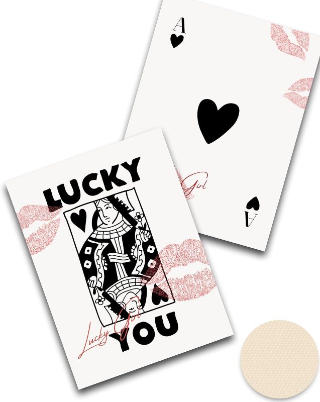 Photo 1 of *** Bundle *** iHery Unframed Trendy Ace of Hearts Wall Art, 12x16in Canvas Ace of Hearts Queen of Hearts Wall Art, Lucky You Trendy Retro Wall Art, Girly Print, Black Ace of Spades Playing Card Poster 2Pack Unframed-Black Ace of Hearts 12.00" x 16.00" ( 