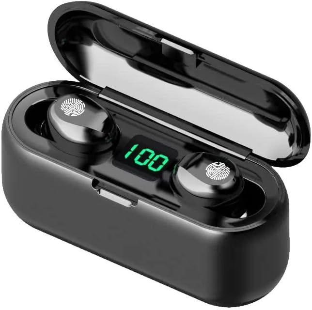 Photo 1 of *** Bundle *** Fully Wireless Bluetooth 5.0 Rechargeable IPX7 Waterproof Earbud Headphones w Microphone, 2000mAh USB Smart Dual Charging Case/Stand Surround Stereo Bass and Passive Noise Cancelling (Black) ( 2 pack ) 