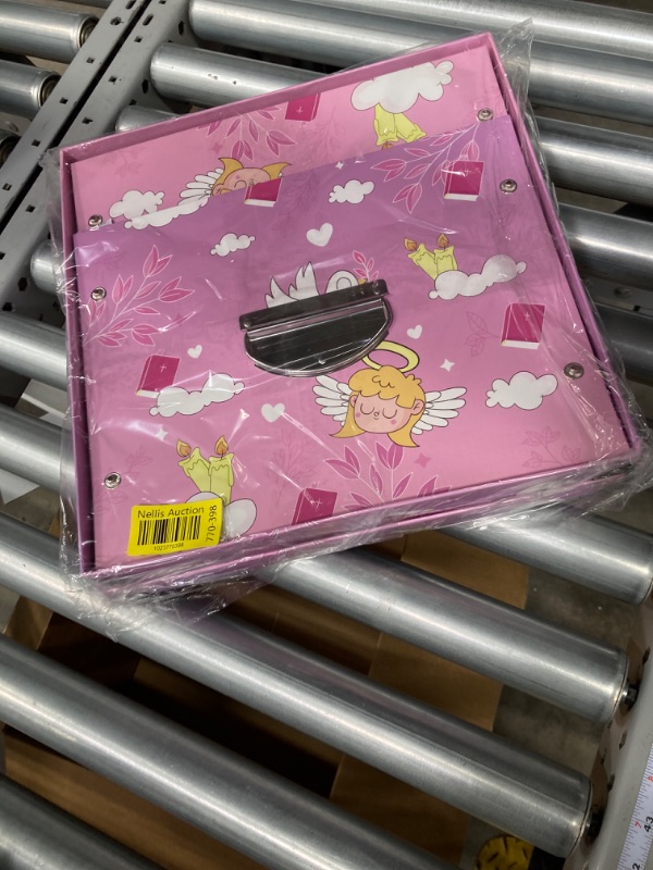 Photo 1 of *** Bundle*** Caja diseño Bautismo de almacenamiento plegable, caja de memoria decorativa con tapa y esquinas reforzadas de metal, caja de cartón con asas, caja de regalo organizadora, fotos, juguetes Girl Baptist ( 2 pack ) 