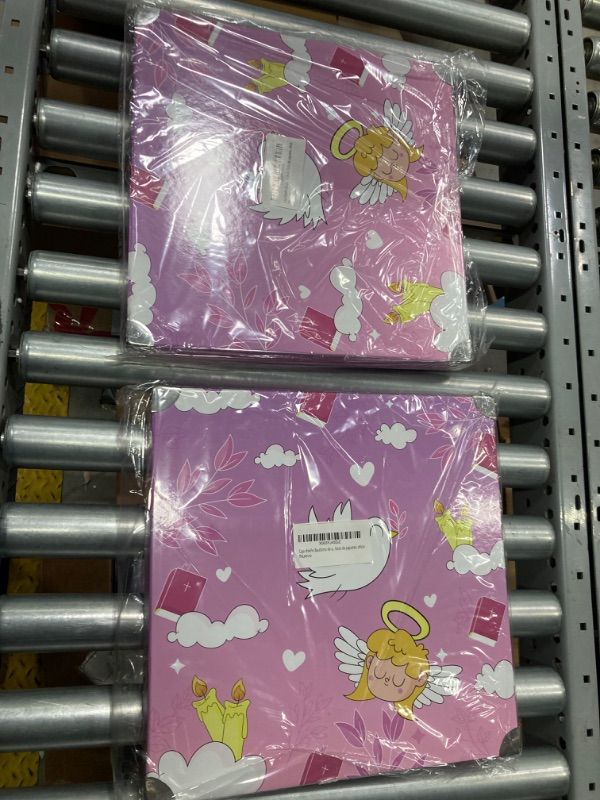 Photo 1 of *** Bundle *** Caja diseño Bautismo de almacenamiento plegable, caja de memoria decorativa con tapa y esquinas reforzadas de metal, caja de cartón con asas, caja de regalo organizadora, fotos, juguetes Girl Baptist ( 2 pack )