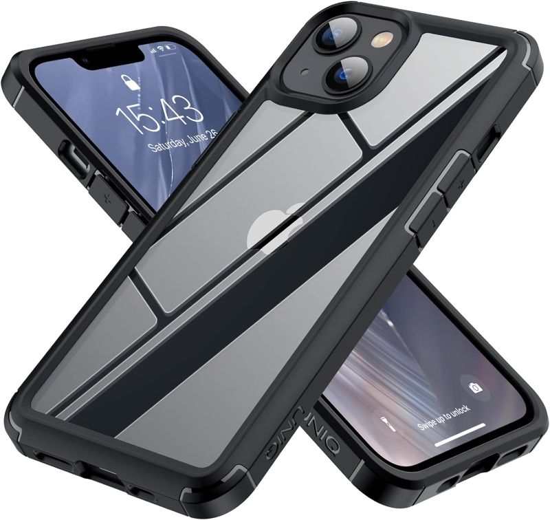 Photo 1 of *** Bundle *** TEAM LUXURY for iPhone 14 Case/iPhone 13 Case, [UNIQ Series] Shockproof Protective Phone Case Cover for Apple iPhone 14/13 6.1 inch (Black/Clear, iPhone 13/14) iPhone 13/ 14 Black/Clear ( 2 pack )