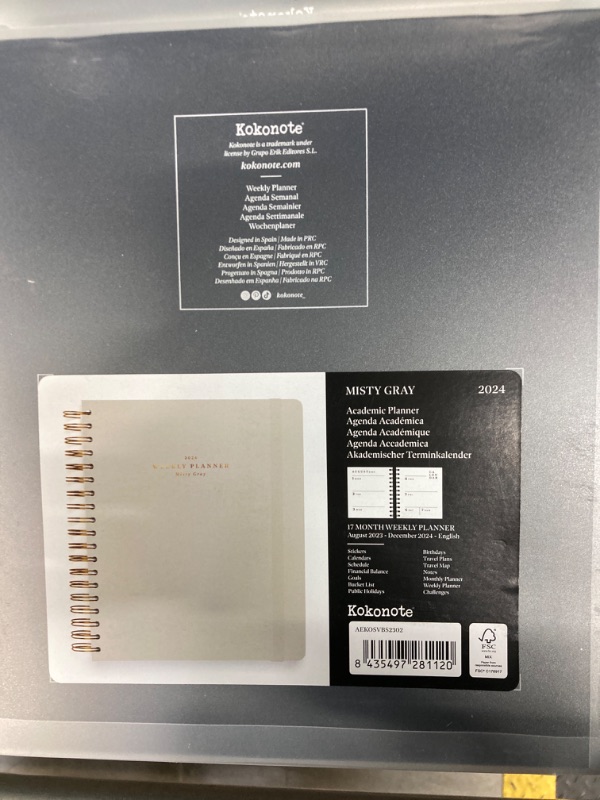 Photo 2 of Kokonote Misty Gray Planner 2023-2024 Weekly Planner | 8.3" x 9.8" | August 2023 - December 2024 | Daily Weekly And Monthly Planner 2024 | Hardcover Mid Year Diary 2023-2024 With Stickers & Tabs