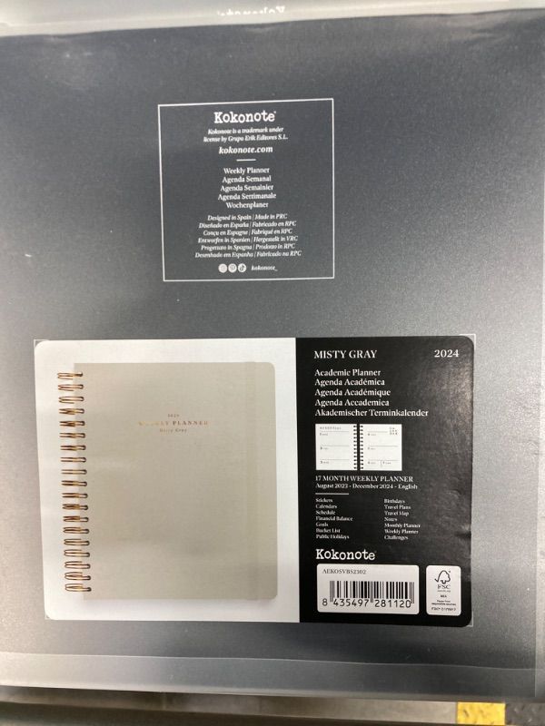 Photo 3 of Kokonote Misty Gray Planner 2023-2024 Weekly Planner | 8.3" x 9.8" | August 2023 - December 2024 | Daily Weekly And Monthly Planner 2024 | Hardcover Mid Year Diary 2023-2024 With Stickers & Tabs