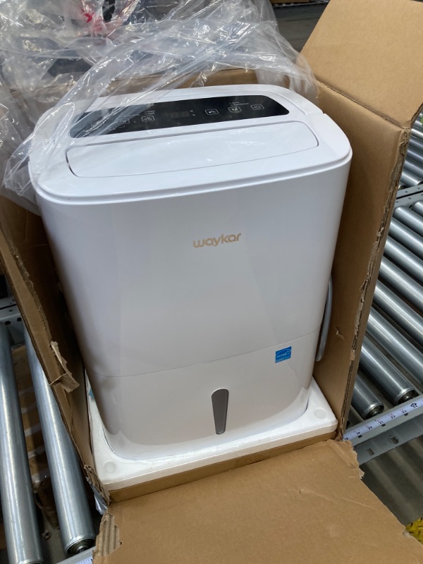 Photo 2 of Waykar 80 Pints Energy Star Home Dehumidifier for Spaces up to 5,000 Sq. Ft at Home, in Basements and Large Rooms with Drain Hose, Handle, Auto Defrost and Self-Drying. 80 Pints 5000 Sq. Ft White