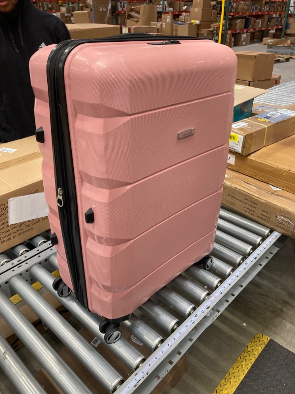 Photo 2 of LUGGEX Pink Carry On Luggage with Spinner Wheels, PP Lightweight Suitcase 2 Piece, Expandable