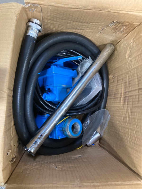 Photo 2 of Bicos 12V 20 GPM Fuel Transfer Pump with Discharge Hose & Manual Nozzle for Oil Fuel Diesel Gasoline Kerosene Ethanol Methanol Blends Biodiesel 12V 20 GPM Blue