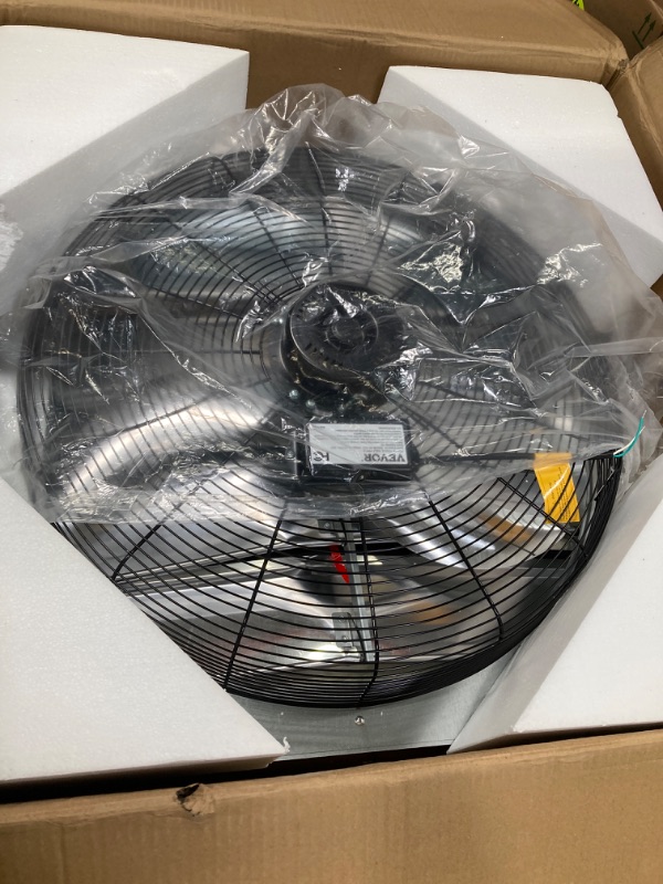 Photo 2 of VEVOR 24'' Shutter Exhaust Fan, High-speed 3320 CFM, Aluminum Wall Mount Attic Fan with AC-motor, Ventilation and Cooling for Greenhouses, Garages, Sheds, Shops, FCC (No Power Plug Included) Fan Only 24 Inch