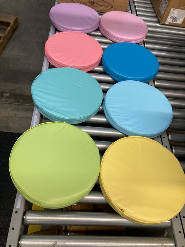 Photo 2 of 8 Pcs Extra Thick Flexible Seating Floor Cushions Assorted Colored Floor Pillow Classroom Floor Seating Soft Floor Seat Cushion for Kids Learning Sitting Daycare School Chair (Macaron Color,Round) Macaron Color Round