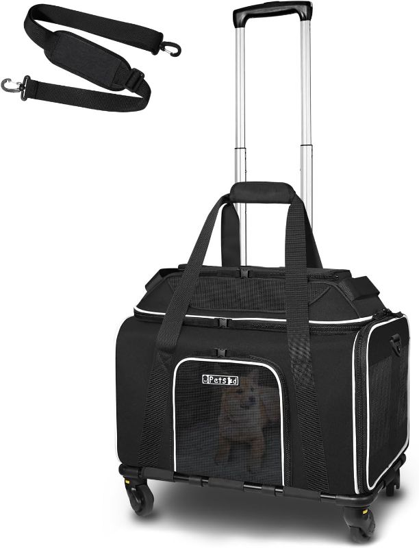 Photo 1 of ***(SLIGHTLY DIFFERENT)***
Top-Expandable Pet Carrier with Wheels 17x11x9.5 Inches Alaska Airline Approved, Soft-Sided Carrier for Small Cats Dogs with Locking Safety Zippers and Anti-Scratch Mesh(Black)