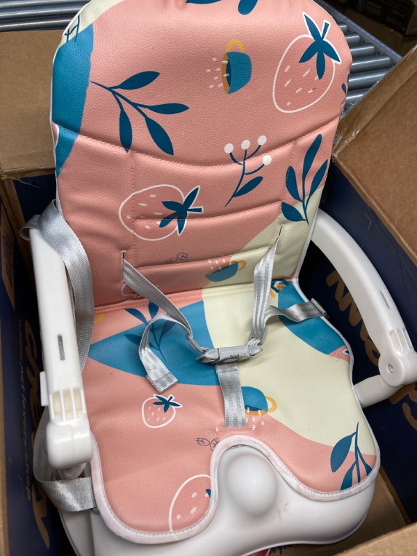 Photo 1 of ***(SLIGHTLY DIFFERENT)***
Booster Seat for Dining Table, Lightweight Compact Fold Travel Booster Seat, 3-in-1 Convertible, 3 Level Height Adjustment and Easy Tray Removal, Pink