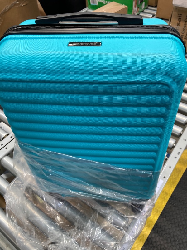 Photo 2 of 20" Carry On Luggage With 360 Degree Spinner Wheels Lightweight Suitcase With Adjustable Pull Rod For Men Women Turquoise As shown One size