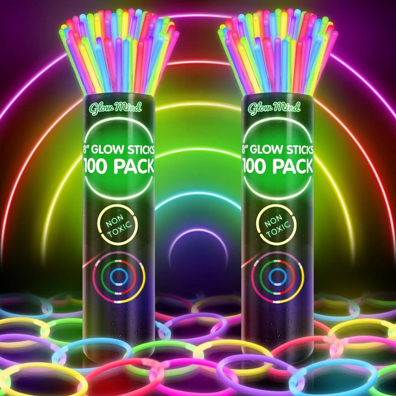 Photo 1 of 200 Ultra Bright Glow Sticks Bulk - Halloween Glow in the Dark Party Supplies Pack - 8" Glowsticks Party Favors with Bracelets and Necklaces