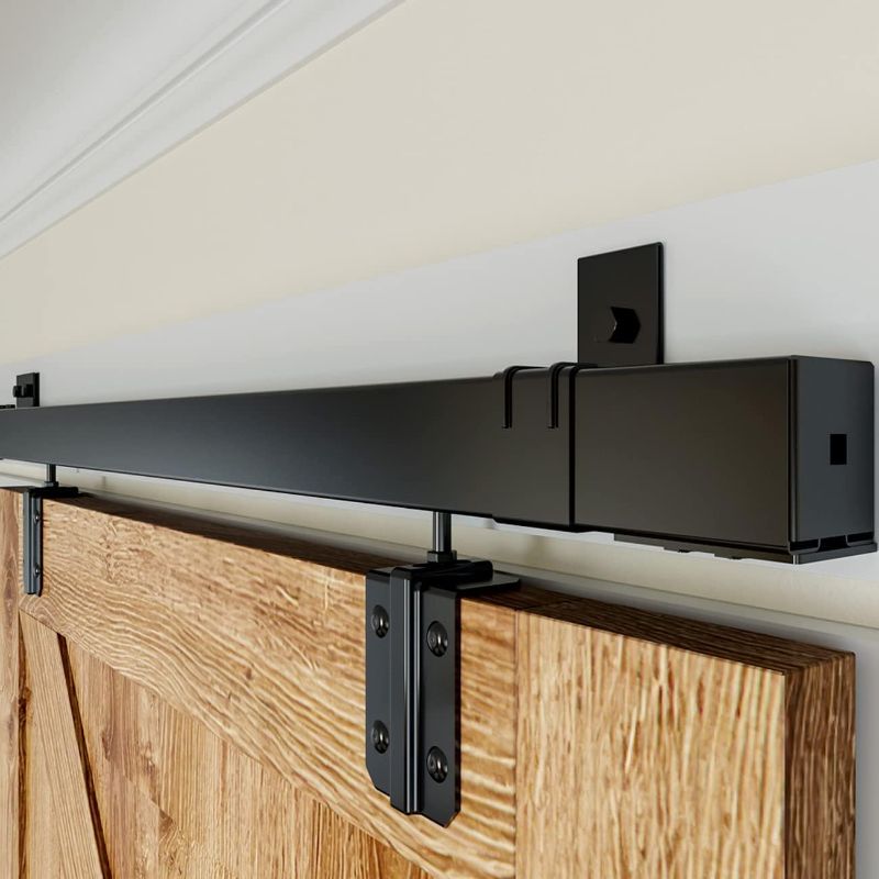 Photo 1 of 8FT Box Rail Hardware Heavy Duty Steel Sliding Barn Door Track, Wall Mount Kit, Fit Indoor and Exterior Door, Smoothly and Quietly Easy to Install