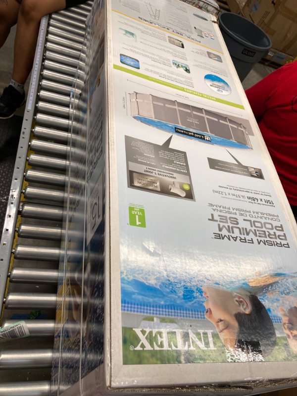 Photo 2 of ***(FACTORY SEALED)***
INTEX 26725EH Prism Frame Premium Above Ground Swimming Pool Set: 15ft x 48in – Includes 1000 GPH Cartridge Filter Pump – Removable Ladder – Pool Cover – Ground Cloth 15' x 48"