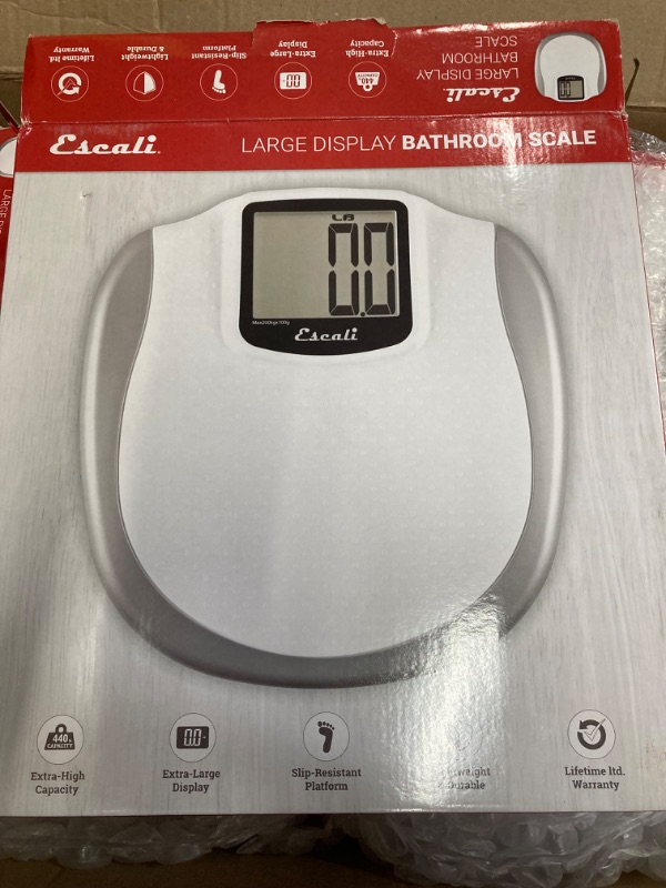 Photo 4 of Escali Extra Large Display Digital Bathroom Scale for Body Weight with Easy-to-Read Display and Non-Slip Platform, Extra-High Capacity of 440 lb, Batteries Included XL Display