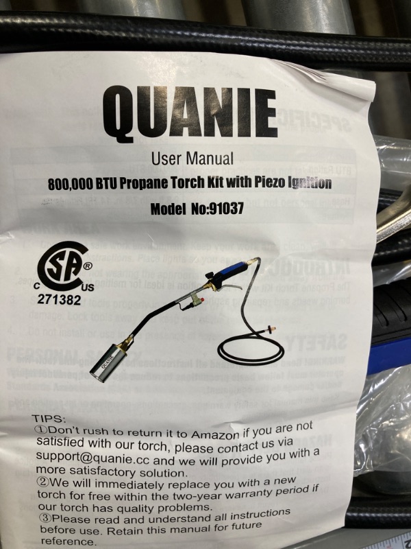 Photo 5 of Weed Torch Propane Burner,Propane Torch High Output 800,000 BTU with 9.8FT Hose,Heavy Duty Blow Torch with Turbo Trigger Push Button Igniter and Adjustable Flame Control Valve(Blue)