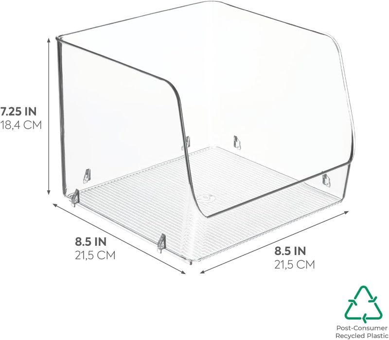 Photo 1 of iDesign Linus Stacking Organizer Bins for Kitchen, Pantry, Office, Bathroom, Extra Large-Clear (2pc)