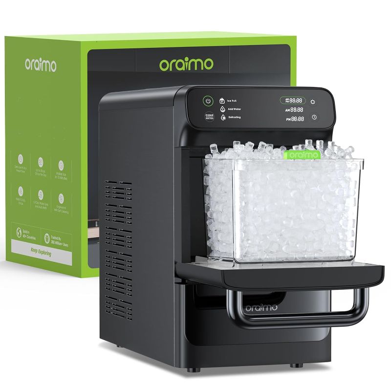 Photo 1 of Oraimo Nugget Ice Maker, Ice Makers Countertop, 33 lbs/Day, Time Preset on LED Display, Self-Cleaning & Auto Water Refill, Sonic Pebble Ice Machine
