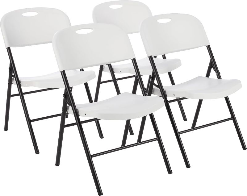 Photo 1 of Amazon Basics Folding Plastic Chair, 350-Pound Capacity, White, 4-Pack