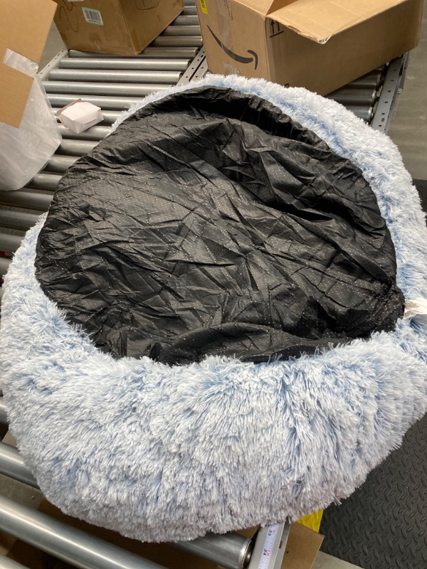 Photo 3 of Best Friends by Sheri The Original Calming Donut Cat and Dog Bed in Shag Fur Denim,Large 