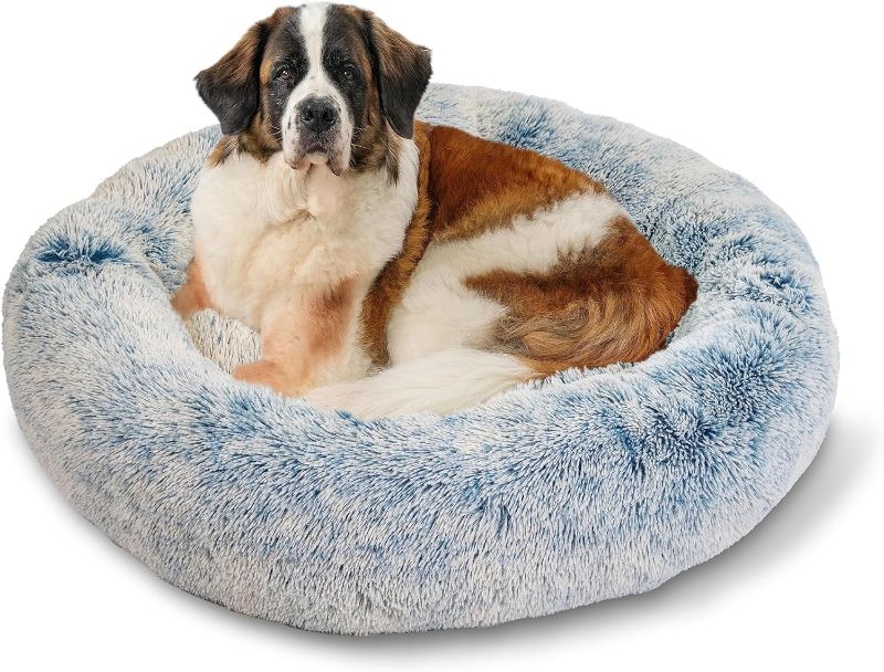 Photo 1 of Best Friends by Sheri The Original Calming Donut Cat and Dog Bed in Shag Fur Denim,Large 