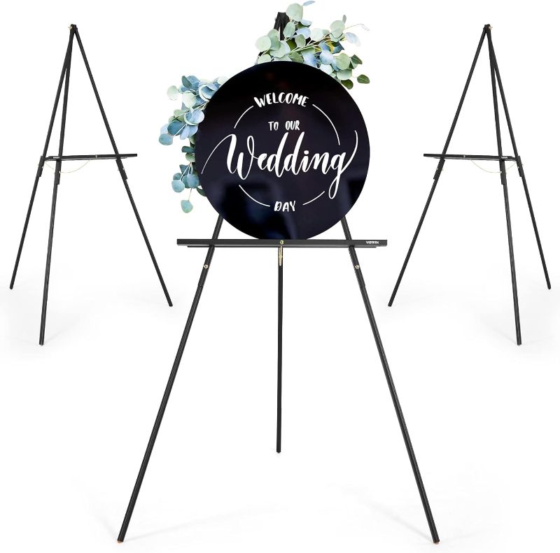 Photo 1 of VISWIN 63" Wooden Tripod Display Easel Stand for Wedding Sign, Poster, A-Frame Artist Easel Floor with Tray for Painting, Canvas, Foldable Easel