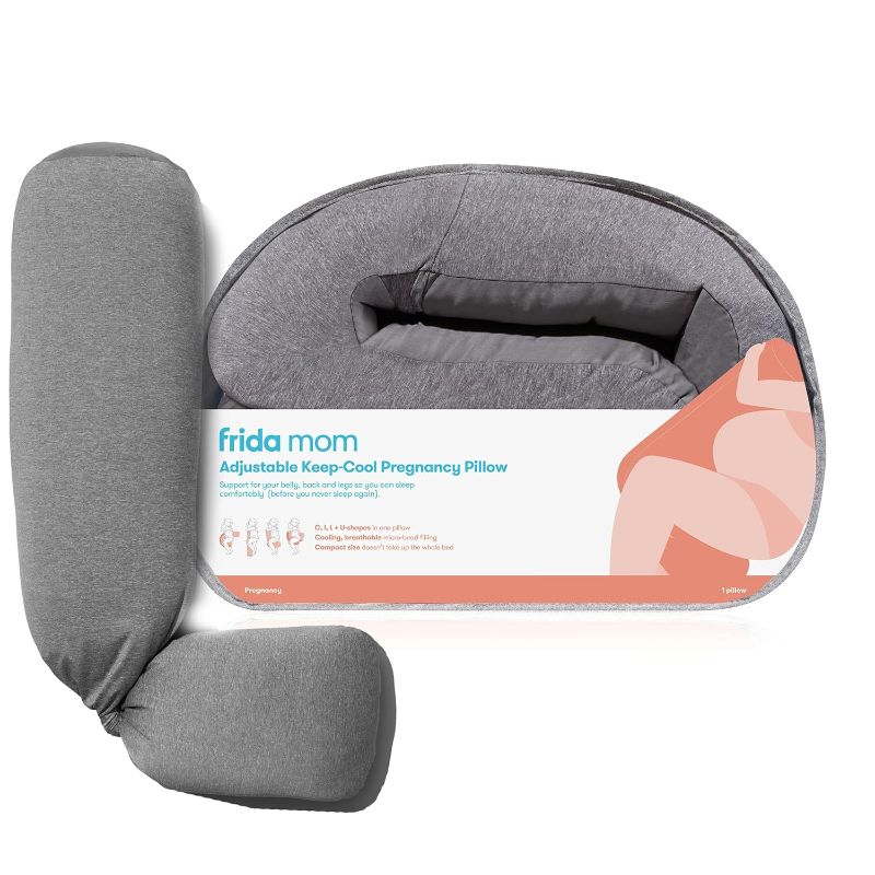 Photo 1 of Pregnancy Pillow, Body Pillow, Cooling Pillow, Adjustable for Comfortable Sleep and Pregnancy Belly Support, Back Support, and Leg Support, Gray