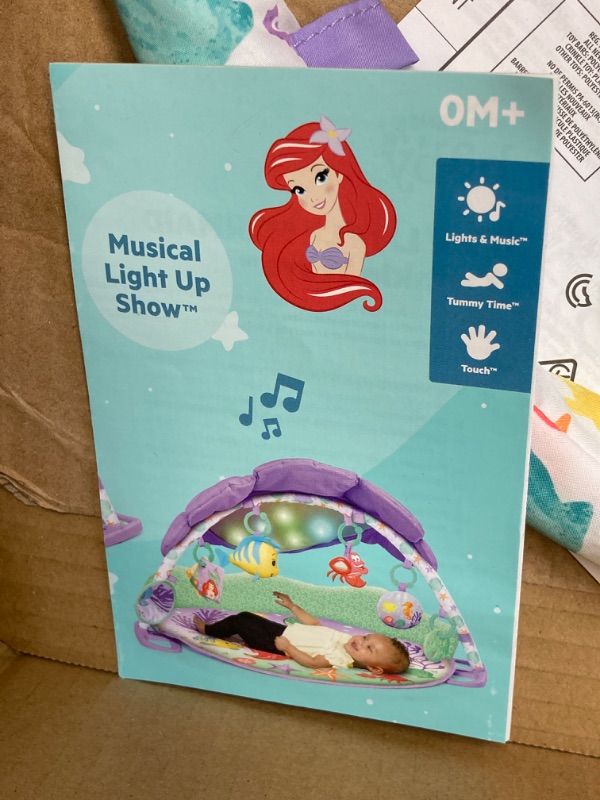 Photo 6 of Bright Starts Disney Baby The Little Mermaid Twinkle Trove Light-Up Musical Baby Activity Gym with Tummy Time Pillow, Newborn+