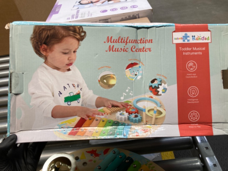 Photo 6 of Baby Toys Musical Instruments, Rundad All-in-one Wooden Montessori Musical Set for 1&2Y (Includes Xylophone Drum Cymbal Guiro Gears), Gifts for 1+ Year Old Girl Preschool