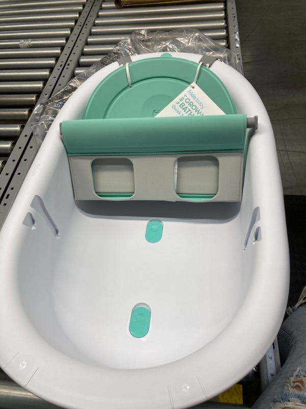 Photo 4 of Frida Baby 4 in 1 Grow with Me Baby Bath Tub for Newborn to Toddler White/Green