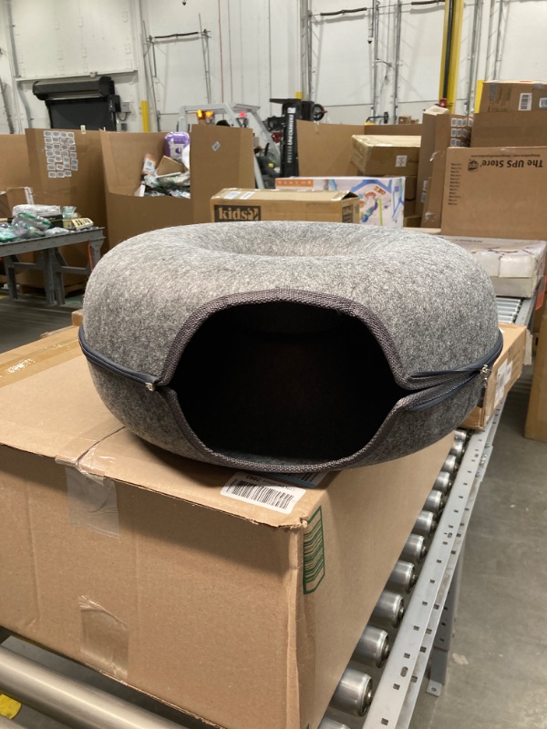 Photo 2 of Cat Cave for Indoor Cats, Large Cat Donut Cat Tunnel Bed, Peekaboo Cat Cave with 3 Toys, Scratch Resistant Cat Bed, for Cats up to 10 Lbs