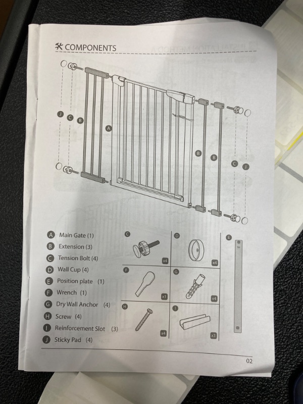 Photo 5 of Cumbor 36" Extra Tall Baby Gate for Dogs and Kids with Wide 2-Way Door, 29.7"- 46" Width, and Auto Close Personal Safety for Babies and Pets, Fits Doorways, Stairs, and Entryways, White 36" Tall White