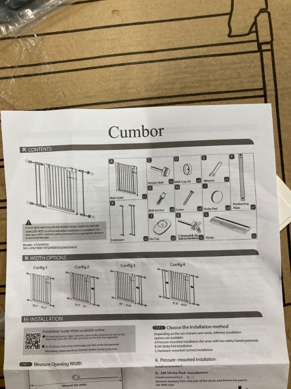 Photo 5 of Mom's Choice Awards Winner-Cumbor 29.5"-40.6" Width Pressure or Hardware Mounted Auto Close Safety Baby Gate, Durable Extra Wide Dog Gate for Stairs, Doorways, Easy Walk Thru Pet Gate for House 30.5" Tall Brown