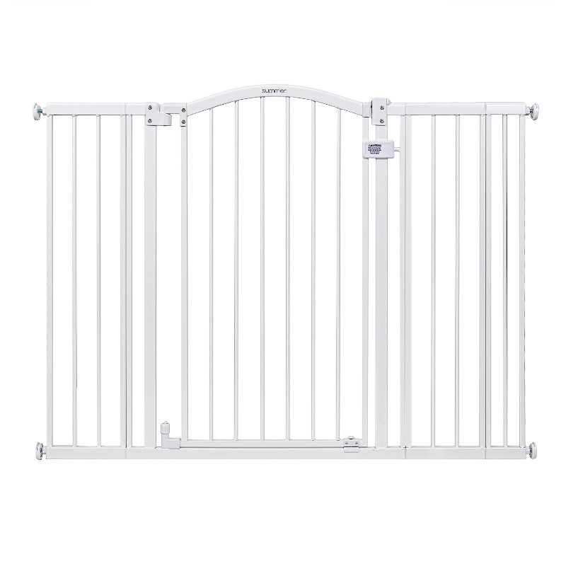 Photo 1 of Summer Infant Extra Tall & Wide Safety Pet and Baby Gate, 29.5"-53" Wide, 38" Tall, Pressure or Hardware Mounted, Install on Wall or Banister in Doorway or Stairway, Auto Close Walk-Thru Door - white
