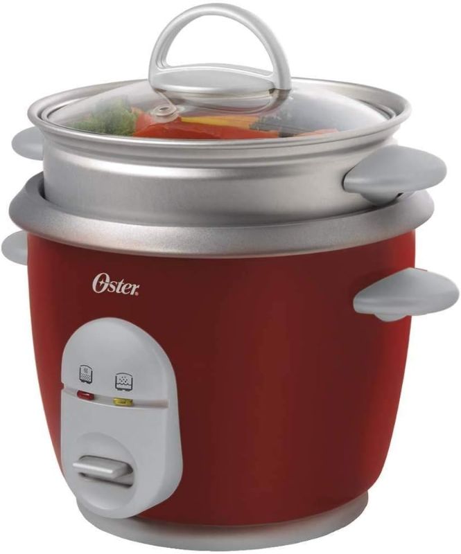 Photo 1 of **PARTS ONLY** Oster 6-Cup Rice Cooker with Steamer, Red