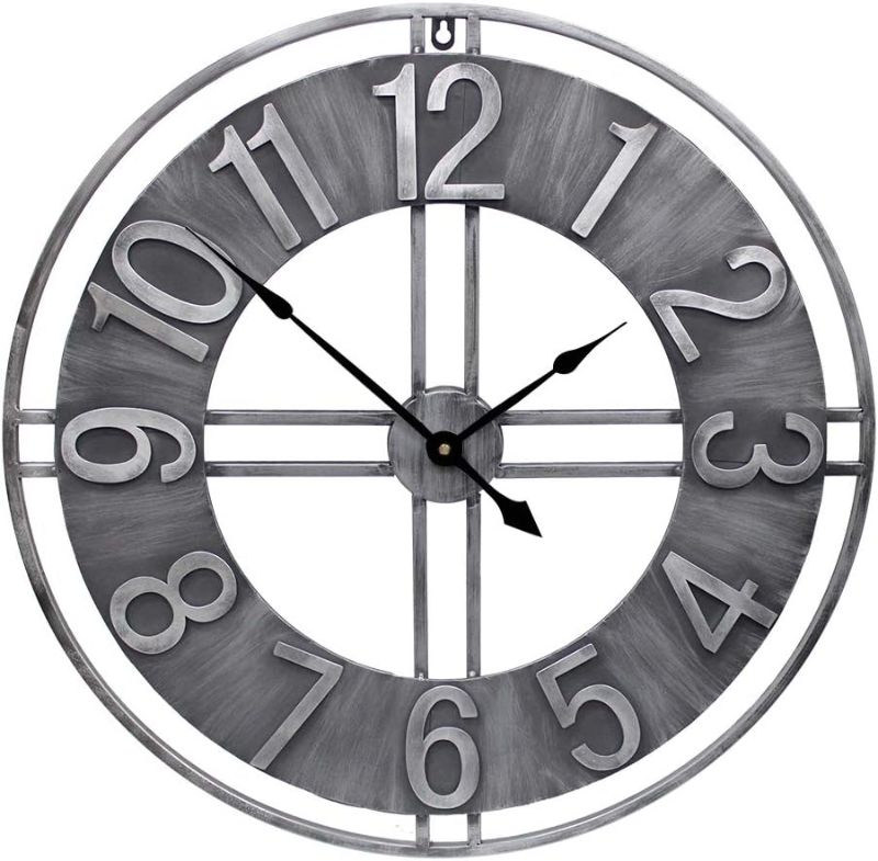 Photo 1 of 24inch Large Wall Clock Decorative Solid Metal Retro Decor for Home Farmhouse Living Room