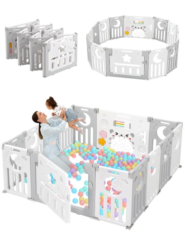 Photo 1 of Baby Playpen, Dripex Foldable Playpen for Babies and Toddlers, 60x60 inches Baby Fence Play Area, Custom Shape Baby Play Pen, Easy Assemble and Storage, Play Yard for Babies Safety